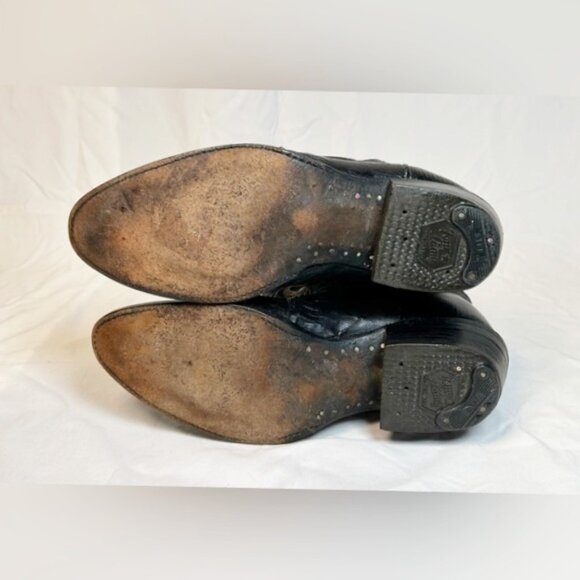 Vintage Tony Lama Mens Black Leather Teju Lizard Cowboy Western Boots~10~ - Picture 8 of 10